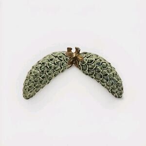 Vintage Kent Art Ware, Green Pinecones Holiday Christmas, Porcelain Japan Signed